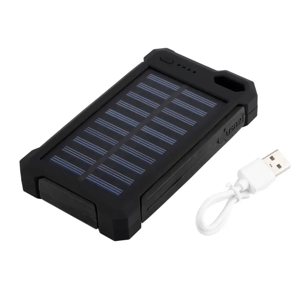 30000 мАч солнечная батарея Портативное зарядное устройство двойной USB внешний аккумулятор длительный большой емкости для мобильного телефона Солнечный аккумулятор - Цвет: Black