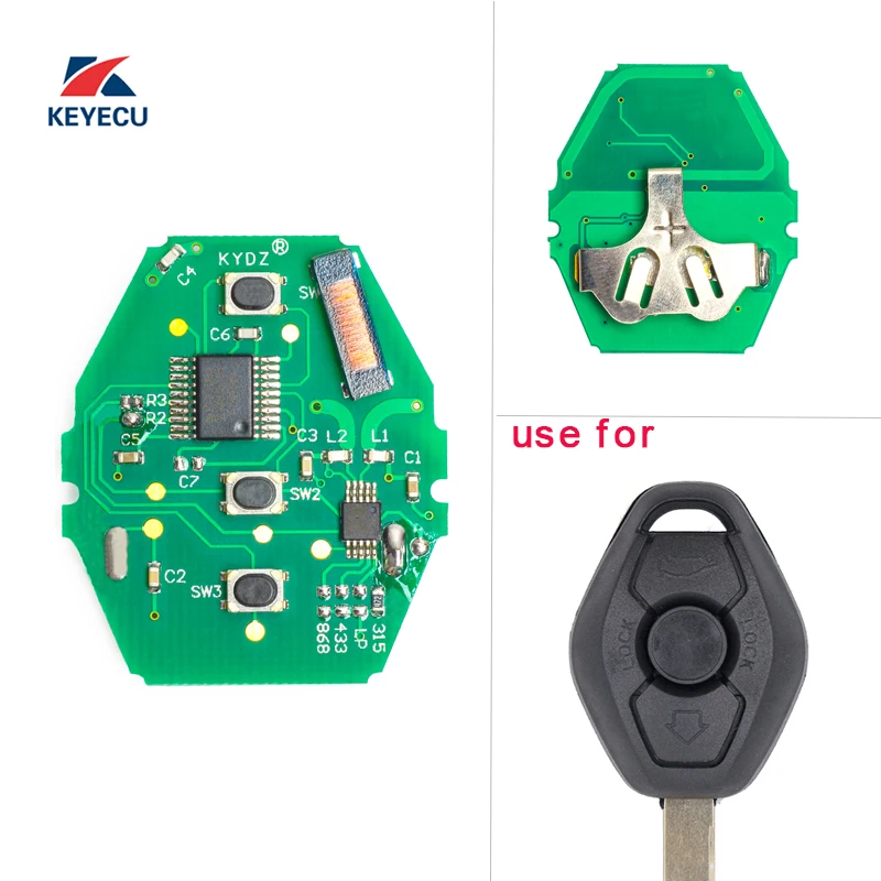 

KEYECU Replacement KYDZ Remote Key PCB Circuit Board 315/315LP/433/868MHz ID46 PCF7942 for BMW CAS2 System,10Pcs