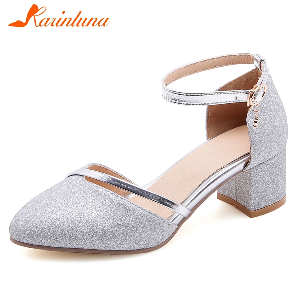 KARINLUNA/2019 г. хит продаж женская обувь большой размер 32 46 на высоком каблуке женские