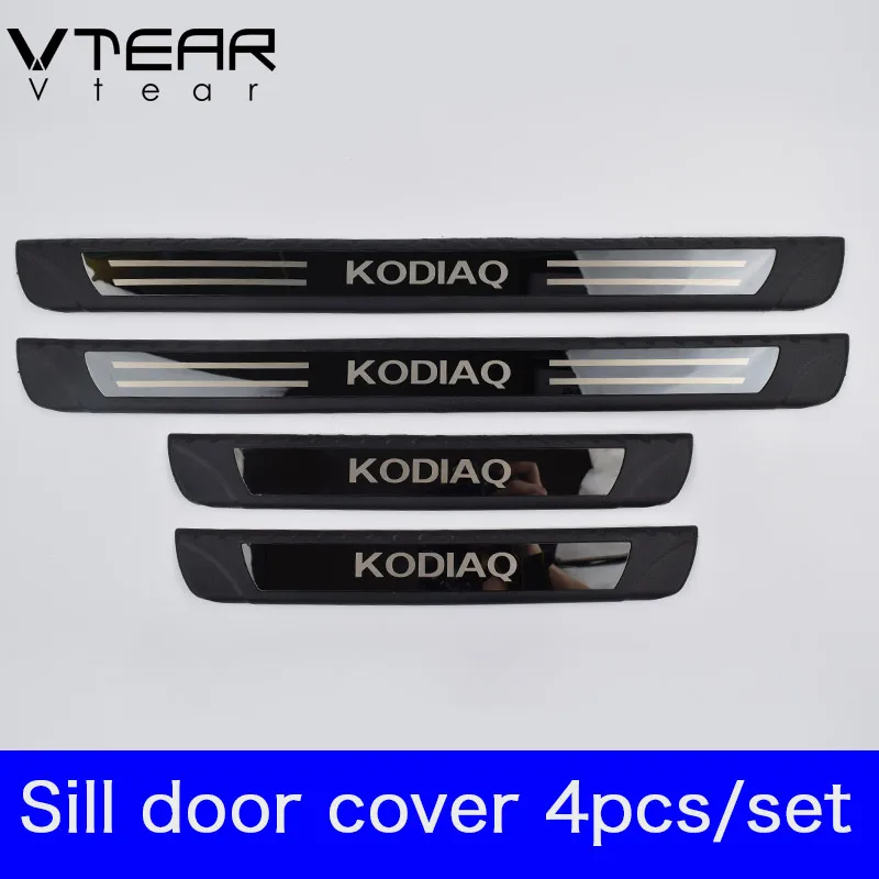 

Vtear For Skoda Kodiaq Accessories car door sill cover trim anti-scuff plate Threshold pedal exterior scuff car-styling 2019