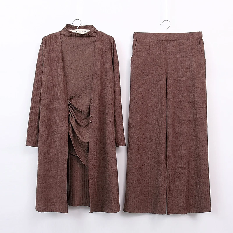 Женский трикотажный костюм с широкими штанами комплект 2 шт. из двух предметов