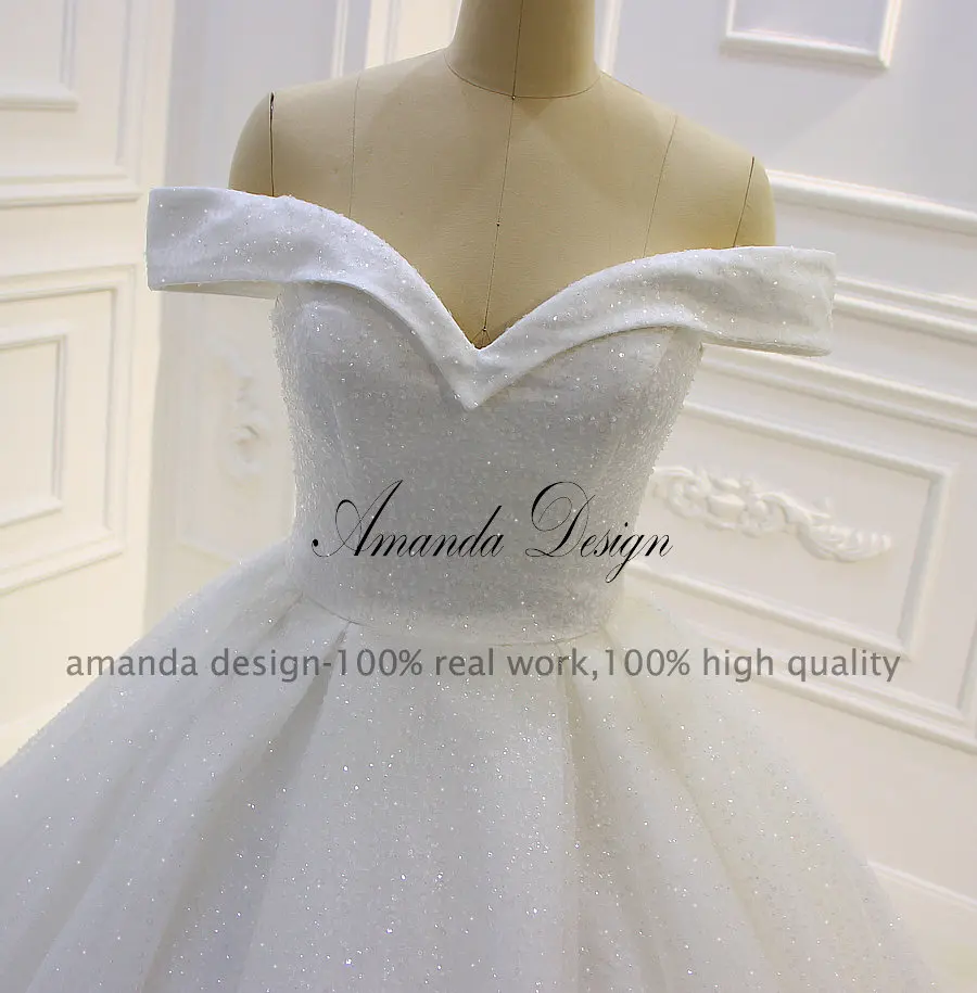 Аманда дизайн robe de mariage с открытыми плечами Блестящий блестящий шар свадебное платье