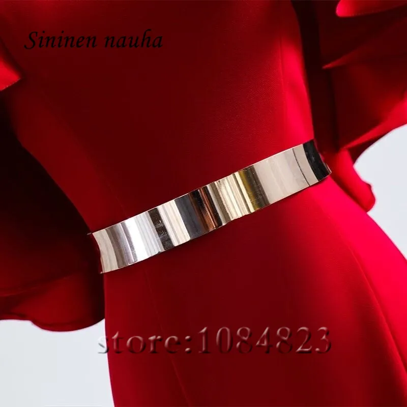 Красное сексуальное длинное вечернее платье с v-образным вырезом Русалочки