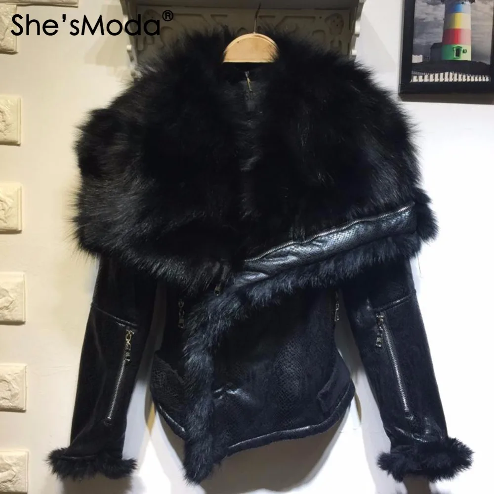 She'sModa натуральный Лисий мех зимний флис тонкий женские молнии пояса для пальто