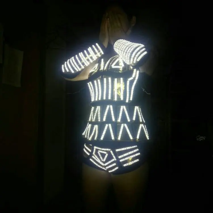 Товары для вечеринок со светодиодной подсветкой робота танцев женщин костюм