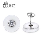 Женские серьги-гвоздики с австрийским кристаллом, Серьги серебряного цвета в простом стиле, Элегантные керамические украшения