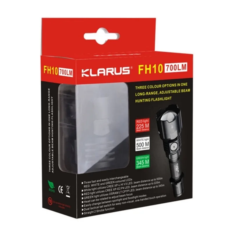 KLARUS FH10 охотничий фонарь CREE XP L HI V3 красный белый зеленый светодиодный