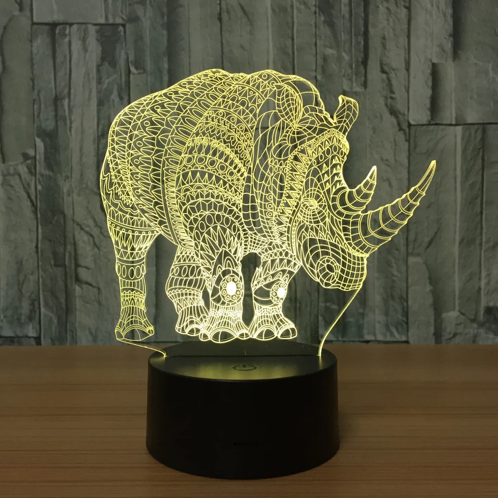 7 цветов настольная лампа Rhino Хэллоуин светодиодные Usb настольные лампы новинка