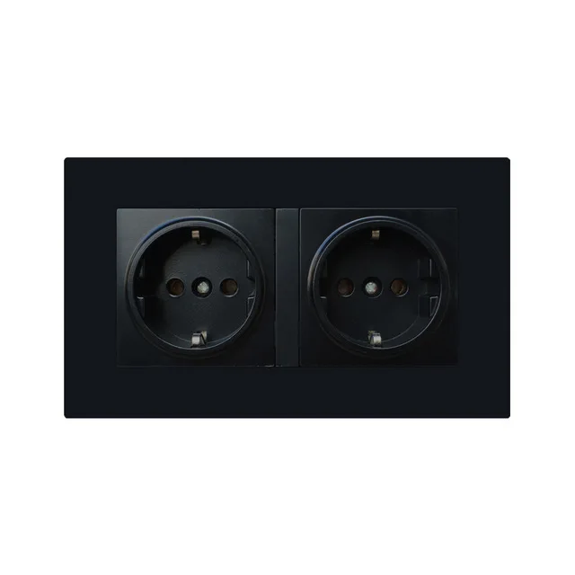 Double socket EsooLi ЕС розетки электрические розетки для умного дома двойной 16A 250 в гнездо питания стандарта ЕС черная пластиковая панель - Тип: Double socket