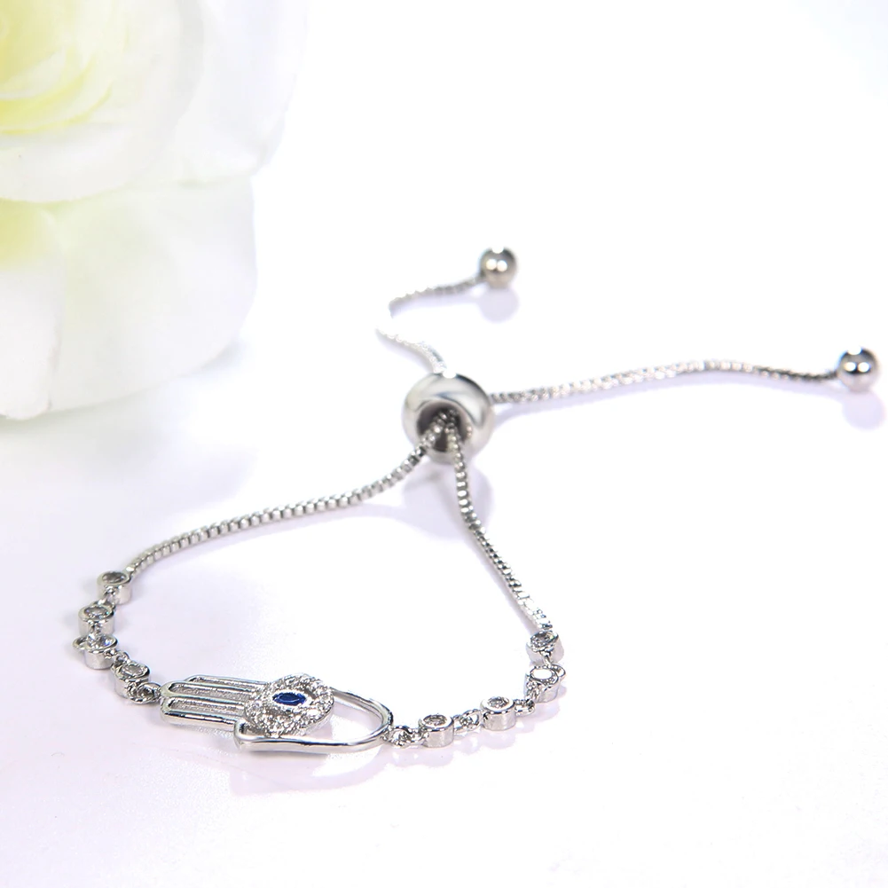 Devil Eye Jewelry Zircon Adjustable Bracelet Women's Fashion Palm Shape Ladies | Украшения и аксессуары