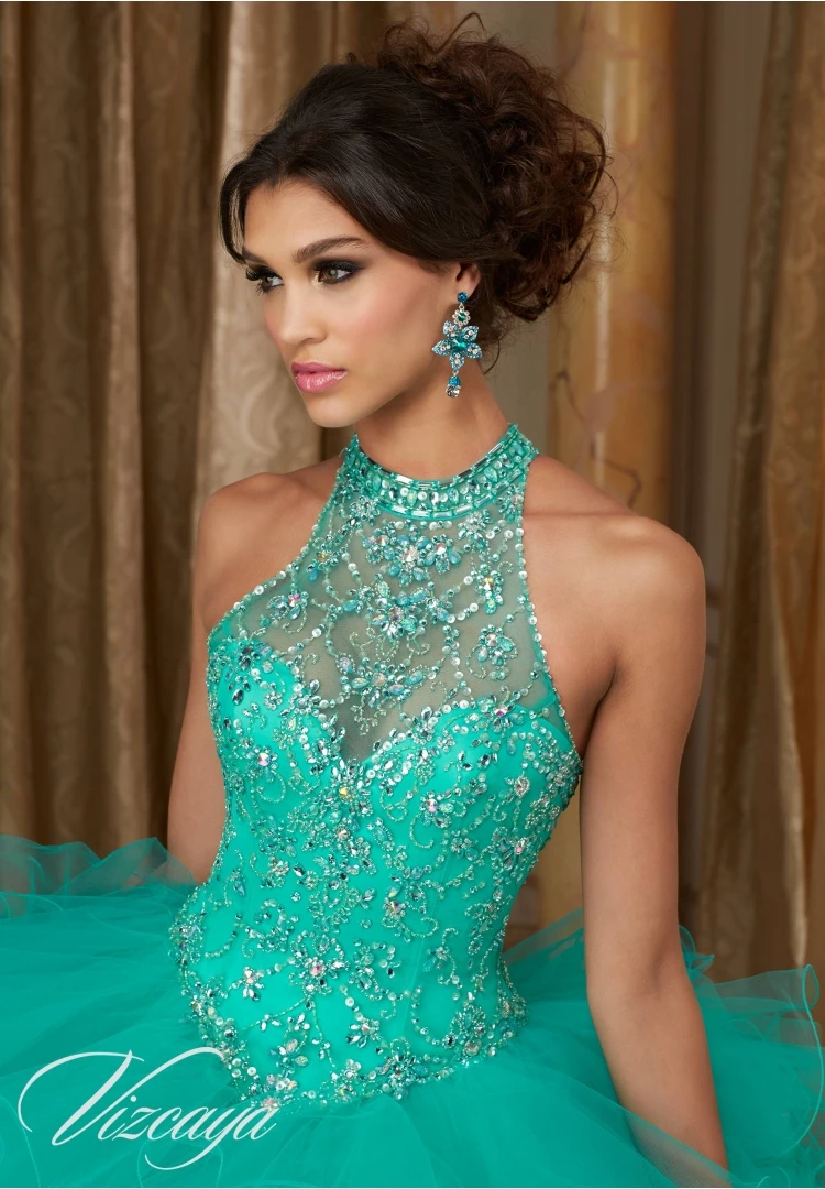 Повод королевский синий пышное платье с бусины раффлед сладкий 16 vestido дебютантка