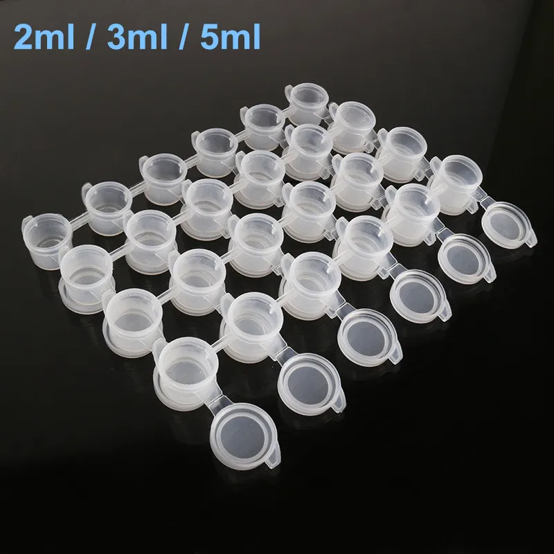 

100 X 2ml/3ml/5ml Plastic 6/8 Siamese Painting Pigment Refillable Boxes Jar Empty Container