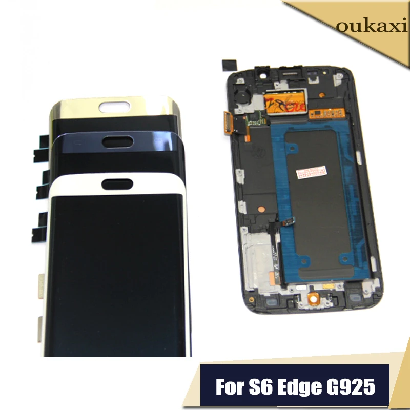 Для SAMSUNG Galaxy S6 edge ЖК-дисплей G925 G925I G925F сенсорный экран дигитайзер с рамкой+ инструменты золотой белый синий