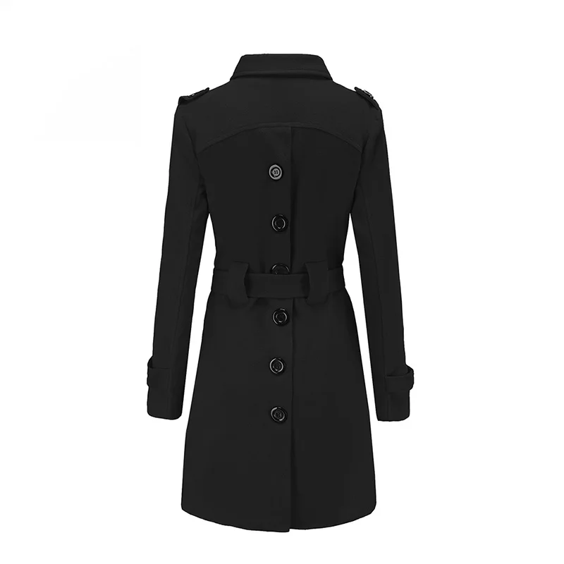 

Nice Pop Autumn Trench Coat Fashion OL Female Coat Black Belt Girls Winter Warm Elegant Nice Women Overcoat Long Trench
