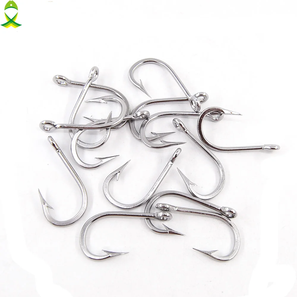 

JSM 5 pcs/lot silver thick Stainless Steel sharp tuna fishing Hook Saltwater big size hooks for ice jig fishing tackle 3/0-13/0