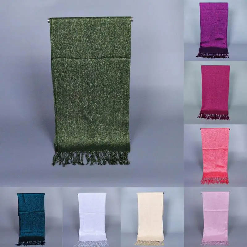 Шарф шаль из хлопка 170*60 см женский шарф с кисточками и блестящий длинный хиджаб