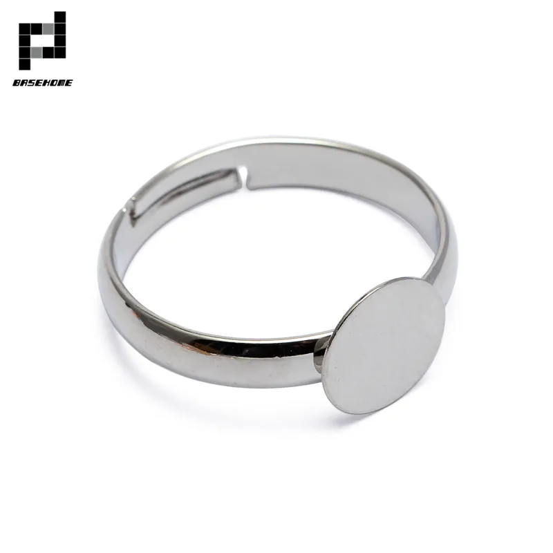 BASEHOME 20pcs/lot Adjustable Ring Settings 6/8/10mm Round Blank Base Trays Bezel for Cabochon Cameo DIY Fashion Rings | Украшения и