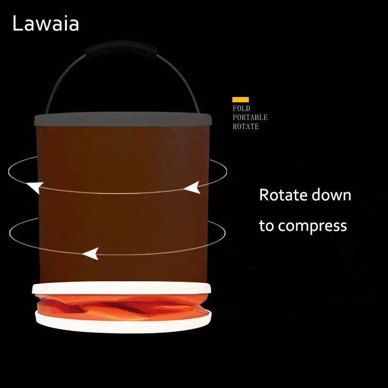 Lawaia Folding Fishing Box Bucket Portable Boat Tool Buckets Telescopic 11L 20L Orange Tackle | Спорт и развлечения