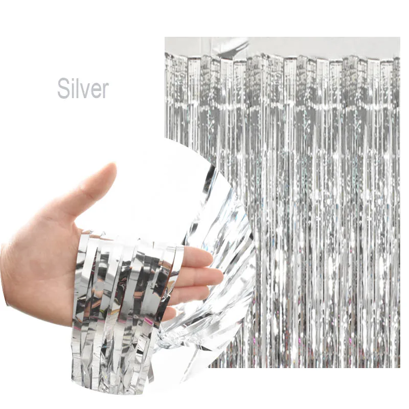 Silver 2 м Радужный фон шторы из фольги фон для фотосъемки принадлежности для дня рождения украшения для взрослых Рождественские украшения для дома - Цвет: Silver