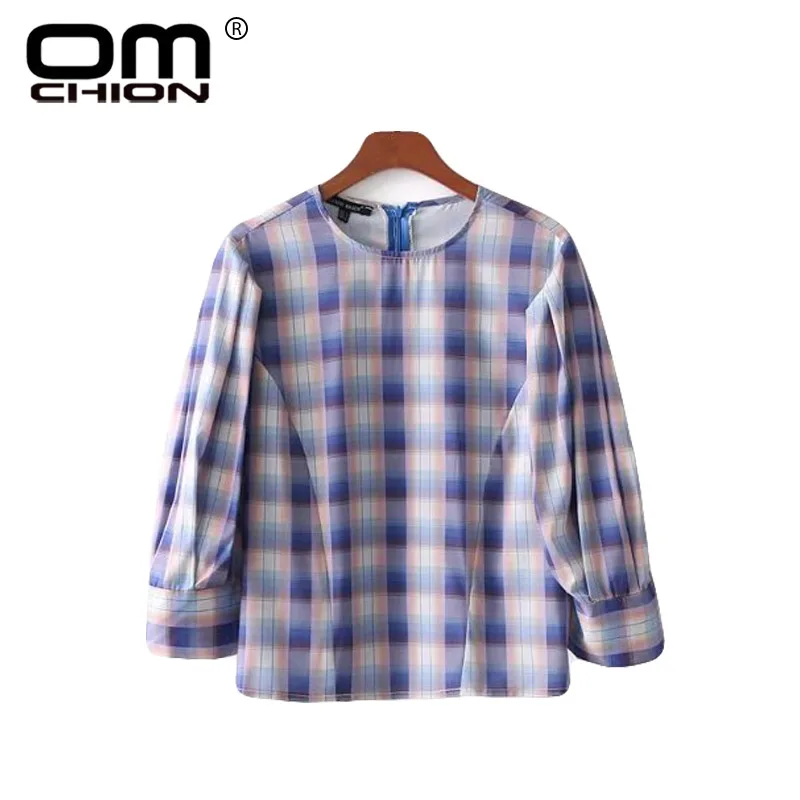 Omchion blusas Mujer de Moda 2018 Новинка весны multi Цвет блуза в клетку Повседневное проверить