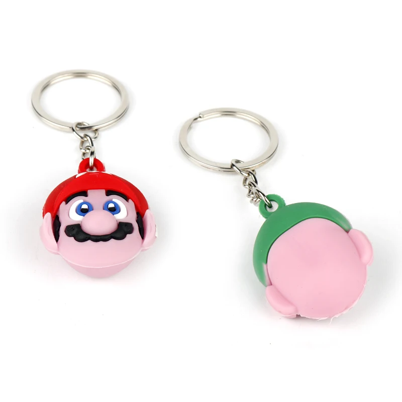 Мультфильм Super Mario Bros фигурки игрушки брелок нарио Луиджи, гриб знак вопросов кулон брелок кольцо косплей Chaveries