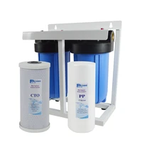 2 stage whole house water filtration system with stand 4 12x10 sediment and carbon block filters1 brass portwrench