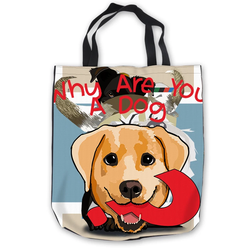Пользовательские Холст мультфильм собака ToteBags Ручные Сумки хозяйственная сумка