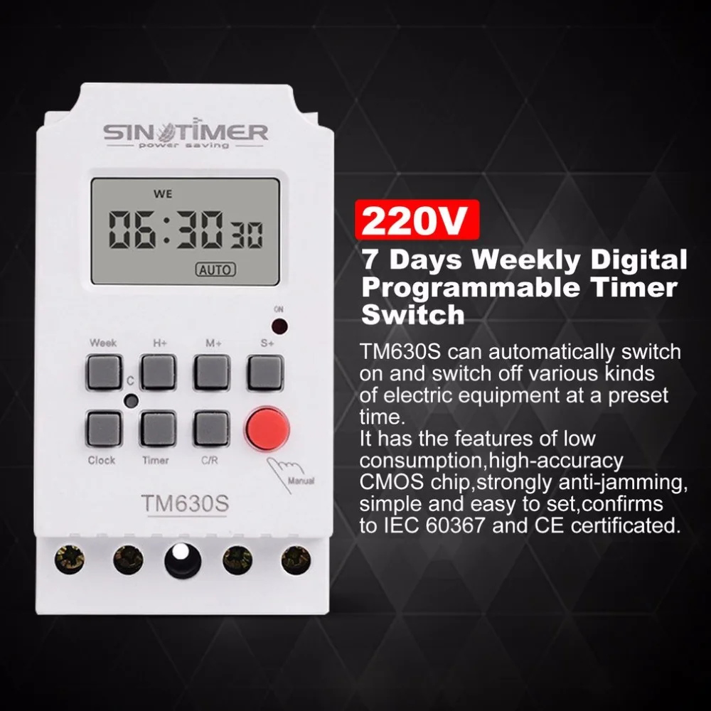 SINOTIMER TM630S 2 7 дней Еженедельный ЖК цифровой программируемый таймер с интервалом 1