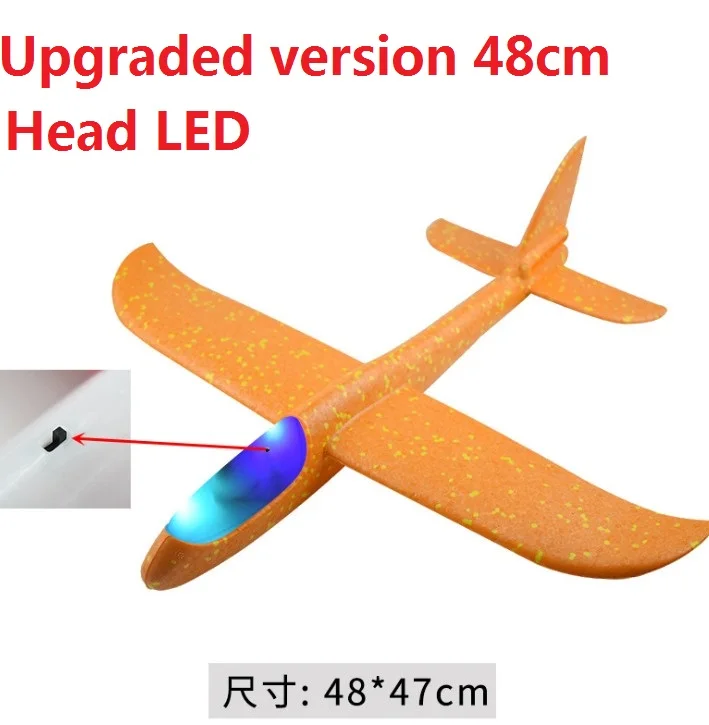 LED Red 48cm Большой хорошее качество 48 см светодиодный ручной запуск метательный самолет планерный самолет инерционная пена EPP игрушка детская модель самолета для отдыха на открытом воздухе - Цвет: LED Red 48cm