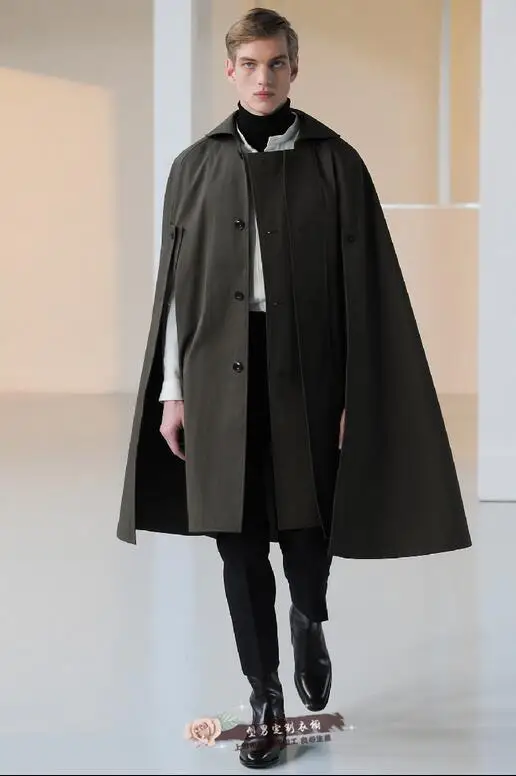 S-6XL! Новинка, Осеннее и зимнее мужское пальто, длинное пальто из шерстяной плащ Линь