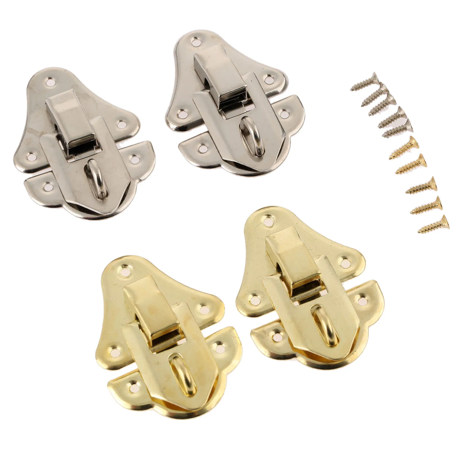 

10/6/2 Pcs Antique Silver/Gold Furniture Fittings Jewelry Chest Gift Wine Wooden Box Toggle Latch Suitcase Hasp Hook Lock