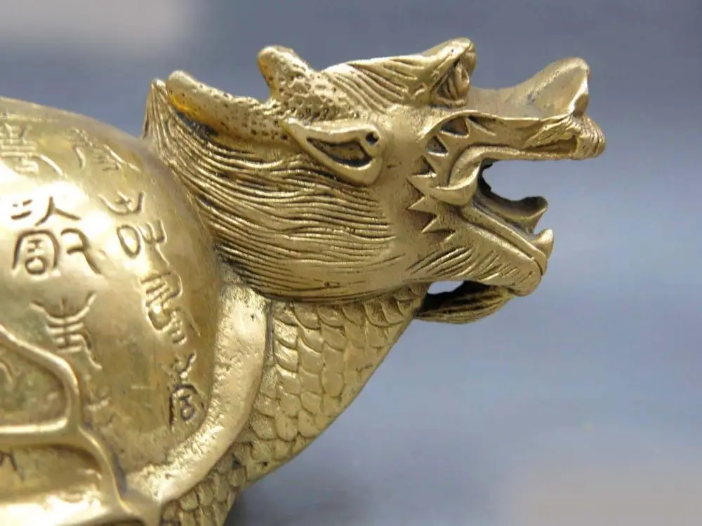DS китайская латунная медная фэн-шуй резной дракон животного статуя черепаха | Дом