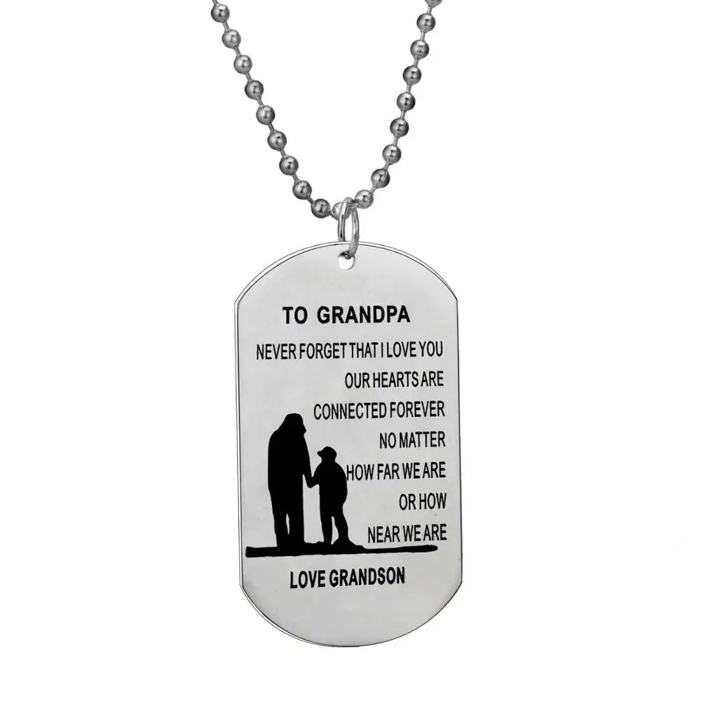 Love Grandson Собачья бирка, кулон из нержавеющей стали для жены, пары, ожерелье, семья, любовь, мама, папа, сын, дочь, ювелирное изделие, подарок для мам, пап - Окраска металла: Love Grandson