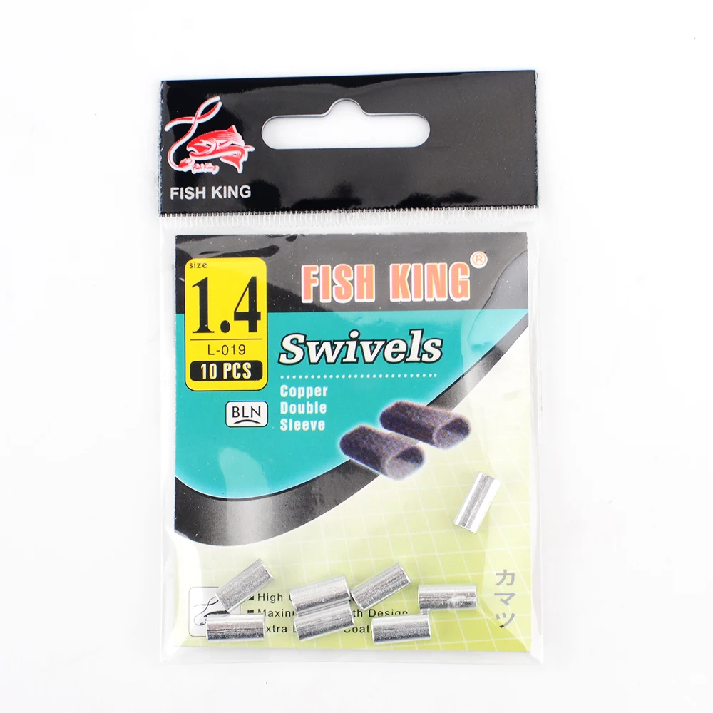 

FISH KING 1 Pack 1.4# 1.6# 1.8# 2# Fishing Swivel Copper Double Sleeve Fishhook Lure Connector Terminal Pesca Fishing Tackle