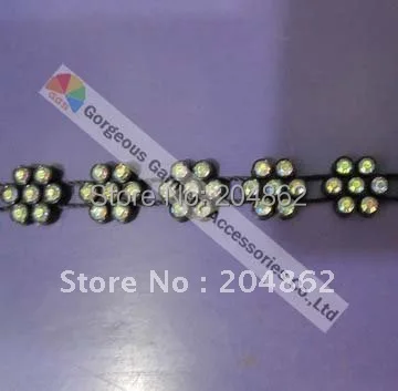 Цепочка с прозрачными кристаллами 10 ярдов|chain trim|chain with rhinestoneschain black |