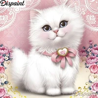 dispaint full squareround drill 5d diy diamond painting animal cat embroidery cross stitch 3d home decor a12848