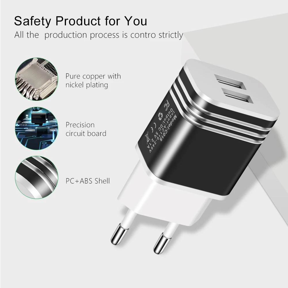 5V 2.1A Путешествия адаптер зарядного устройства с двойным USB настенный Портативный ЕС Подключите мобильный телефон Зарядное устройство для мобильного телефона для iPhone x 7 8 samsung s8 s8plus Xiaomi