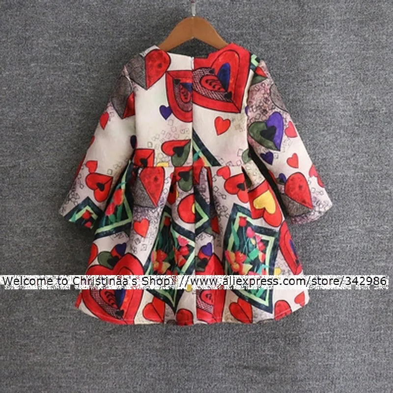 European and American children clothes Family Wear Mother Daughter Dresses girl Woman High-end jacquard Rose Love Heart Printing | Мать и