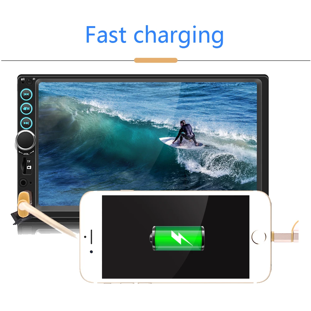 AMprime 2din 7 &quotАвторадио Аудио мультимедийный плеер Bluetooth 2 Din MP5 USB FM с IOS/Android зеркальная