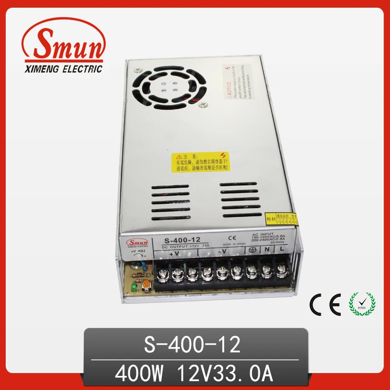 

SMUN Single Output AC-DC 400W 12V Power Supply For LED Strip
