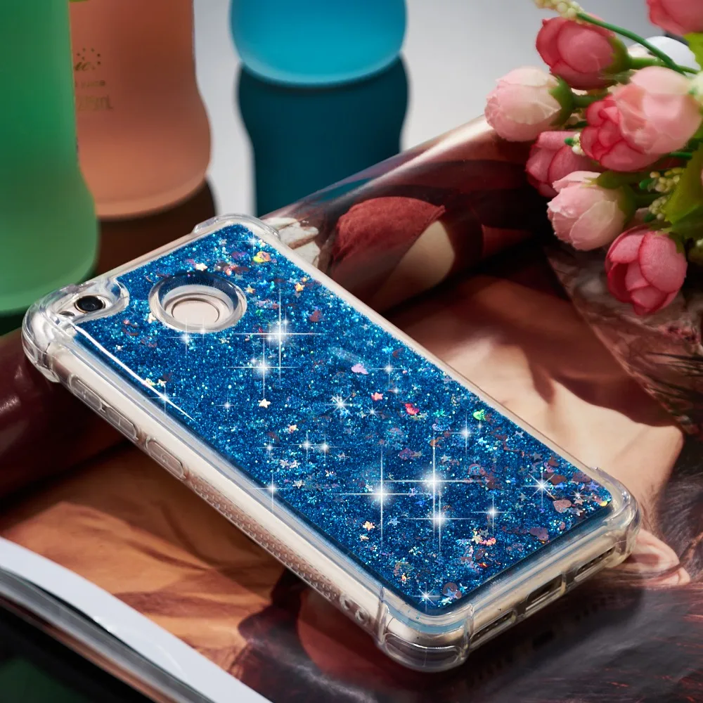 Shining quicksand TPU anti-fall Love Heart phone case is suitable for Xiaomi Redmi 4X |