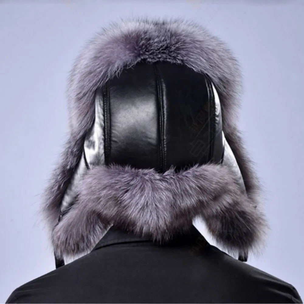 2019 Winter Men's Faux Fur Leather Hat Ushanka Thick Bomber Trapper Earflap Outdoor Hunting Ear Protection Russian Caps | Аксессуары