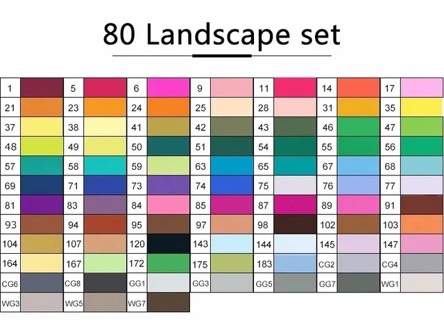 80 landscape set TOUCHNEW 30/40/60/80 Цвета маркер для рисования на спиртовой основе Маркеры Набор ручек для рисования манга двойной головой художественный эскиз маркер ручки для дизайна - Цвет: 80 landscape set