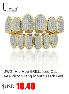 UWIN Iced Out AAA циркон Micro Pave зубы грили шапки Топ и низ грили набор хип хоп для мужчин женщин модные украшения