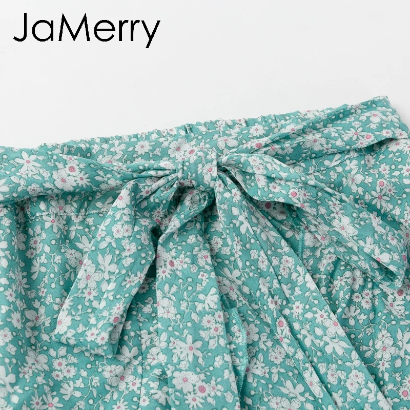 JaMerry Винтаж boho летние женские рубашки с цветочным принтом мини юбка сладкий