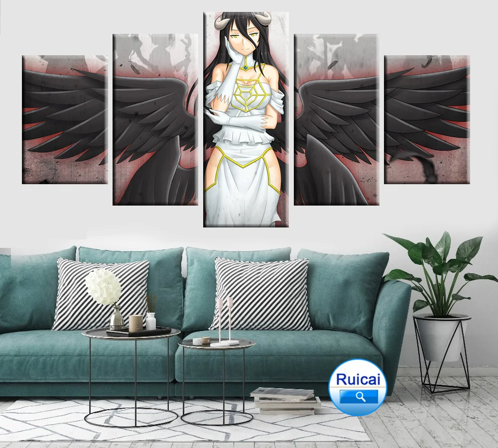 Home Decor Girl Room Mural Wall Art Anime Undead King Poster 5 Panel HD Print Modular | Дом и сад