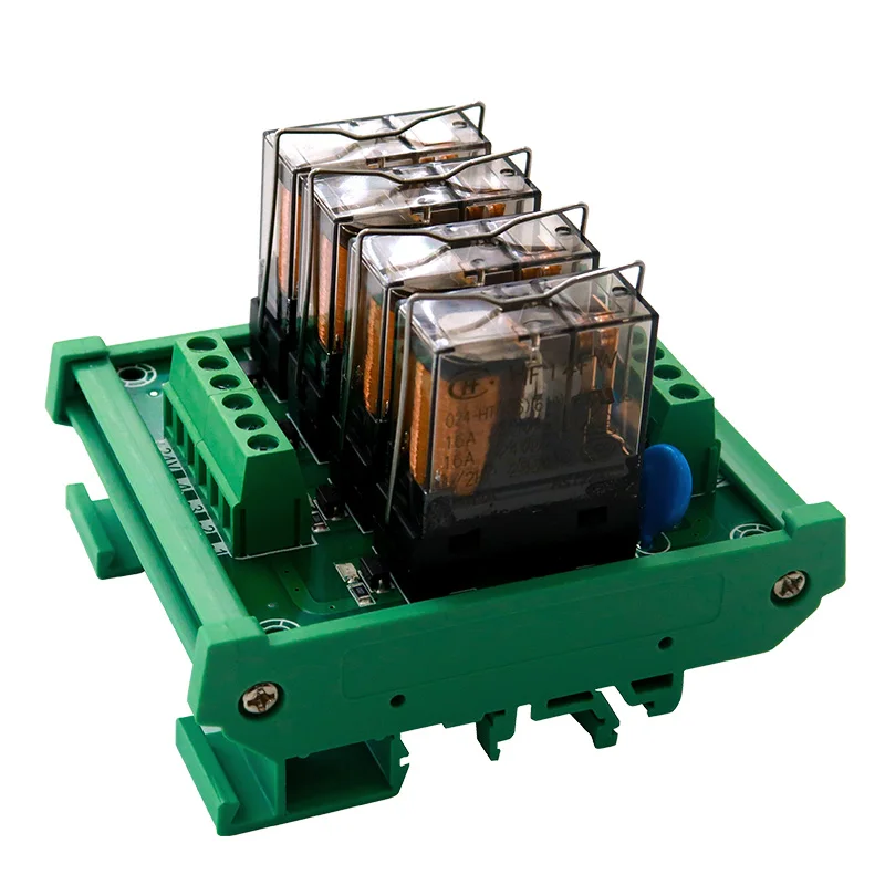 4 Канальный Релейный Модуль 24VDC PNP/NPN HF14FW din рейка Monting релейная плата 4I/4O оптопара