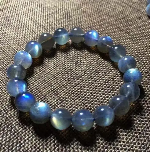 

Natural Labradorite Blue Light Beads Bracelet 9-10mm AAAA free shipping