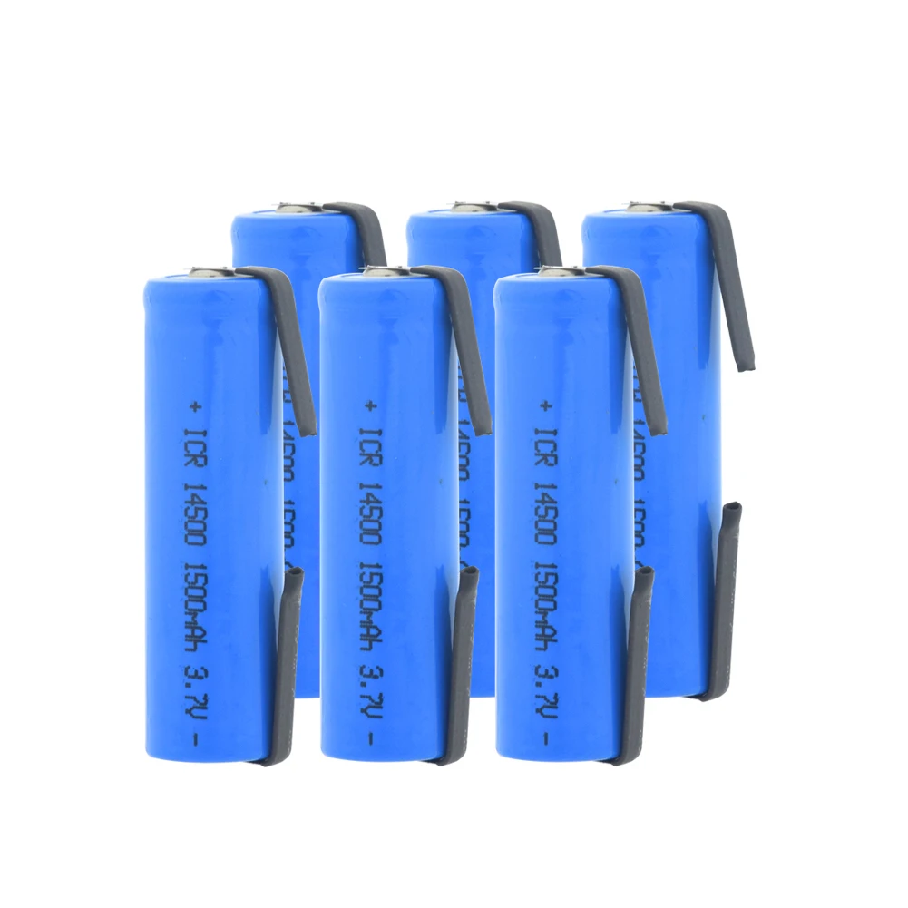 6 PCS ICR 14500 литиевая батарея 3,7 V 1500mAh перезаряжаемые батареи сварочные никелевые листовые батареи для светодиодный фонарь - Цвет: 6 PCS