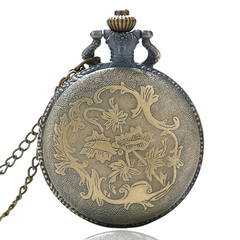 

YISUYA Antique Bronze Style Peace Dove US Flag Vintage Pendant Necklace Pocket Watch Men Women Gift